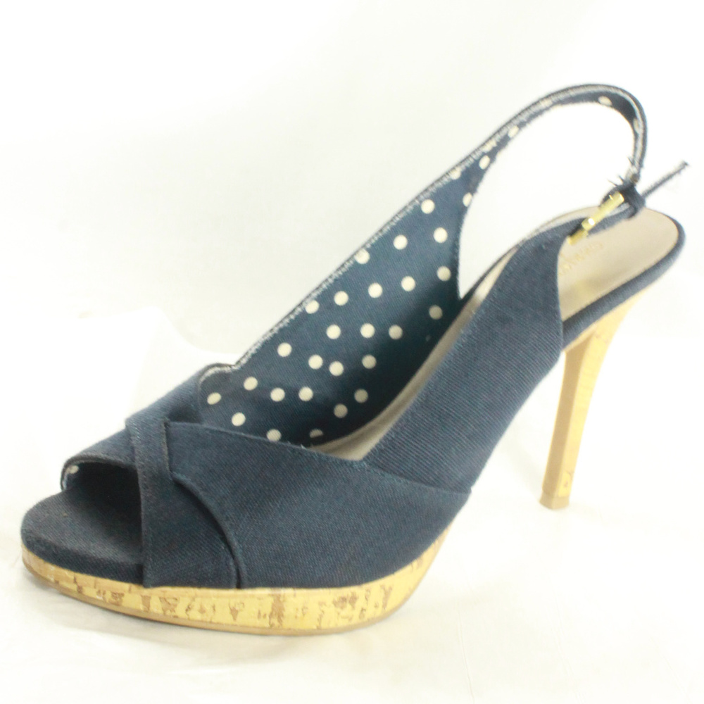 CHRISTIAN SIRIANO Canvas Slingback Peep Toe Heels